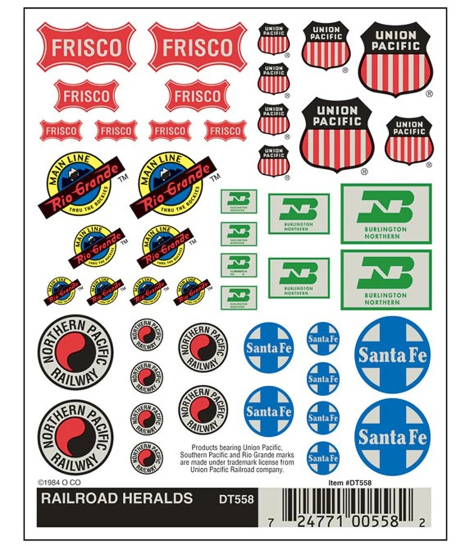 WDT558 DT558 WOODLAND SCENICS - Decals - Railroad Heralds