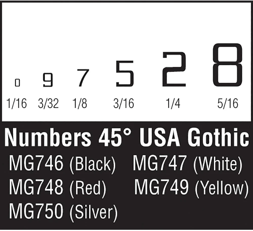 WMG750 45° USA Gothic Numbers Silver - Image 2