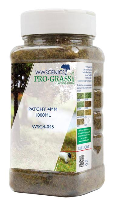 WSG4-045 WWS 4mm Patchy Static Grass - 1000ml Canister